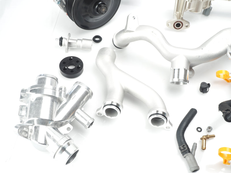 Jaguar 5.0L V8 Supercharged Cooling Parts - Aluminum Thermostat, Crossover Pipes, and Oil Cooler Inlet Tube