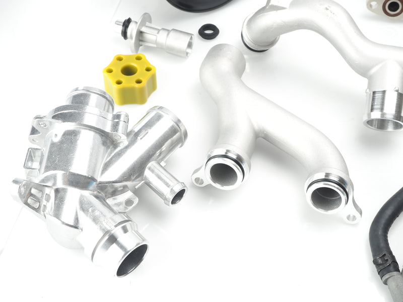 Premium Aluminum Thermostat , Crossover Pipes, and Water Pump Tube for Jaguar AJ133 V8 Cooling upgrade kit