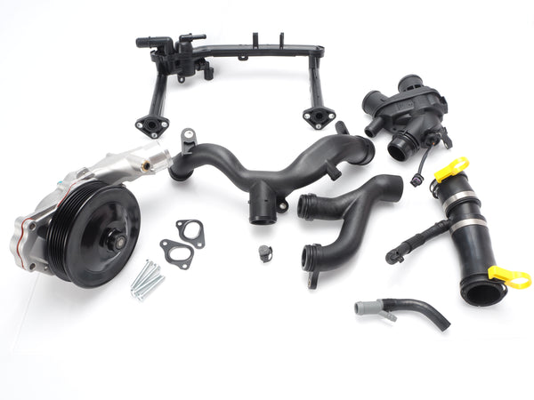 Jaguar Cooling System Replacement Kit for 2013-2021 F-Type, F-Pace, XF, XJ. Includes Thermostat, Water Pump & Crossover Pipes
