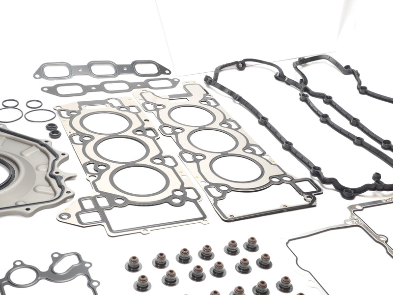 Full layout of all parts in the Jaguar engine gasket set with supercharger gasket for with AJ126 3.0L V6 supercharged