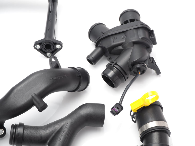 Jaguar 3.0 V6 Thermostat w/Sensor, Crossover Pipe for Cooling System replacement kit. Part
