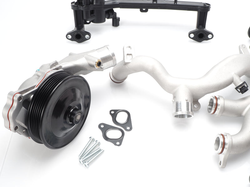 Land Rover 5.0L V8 Cooling System replace Upgrade Kit: Water Pump LR097165, aluminum Crossover Pipe LR092992, Heater Pipe