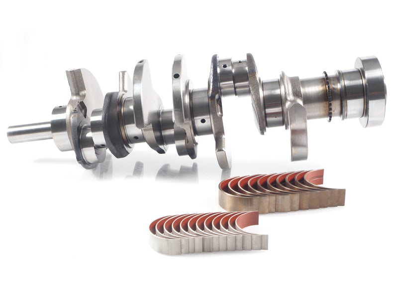 Polymer-coated bearings and forged crankshaft for Jaguar F-Type, XF, and F-Pace